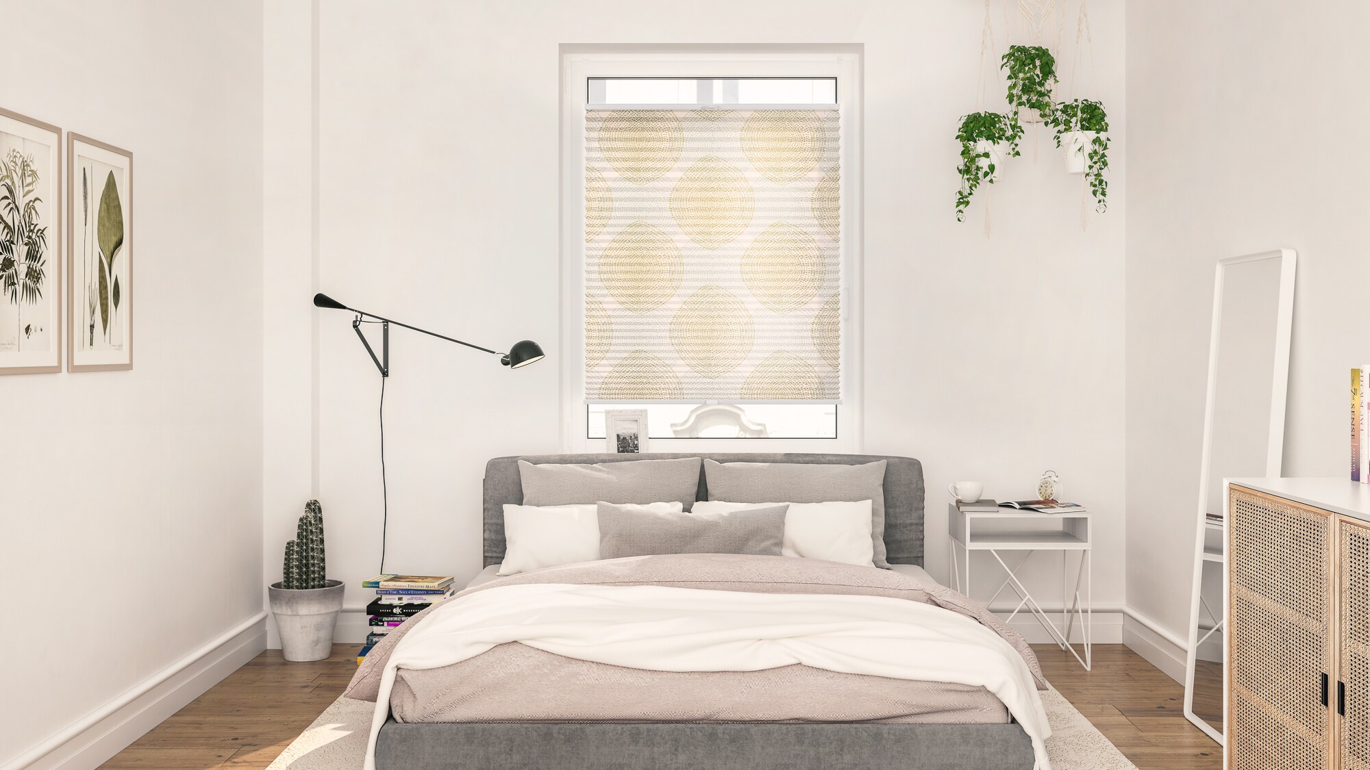 Lichtblick Plissee Klemmfix, ohne Bohren, blickdicht, Stripy Boho Drop India - Beige