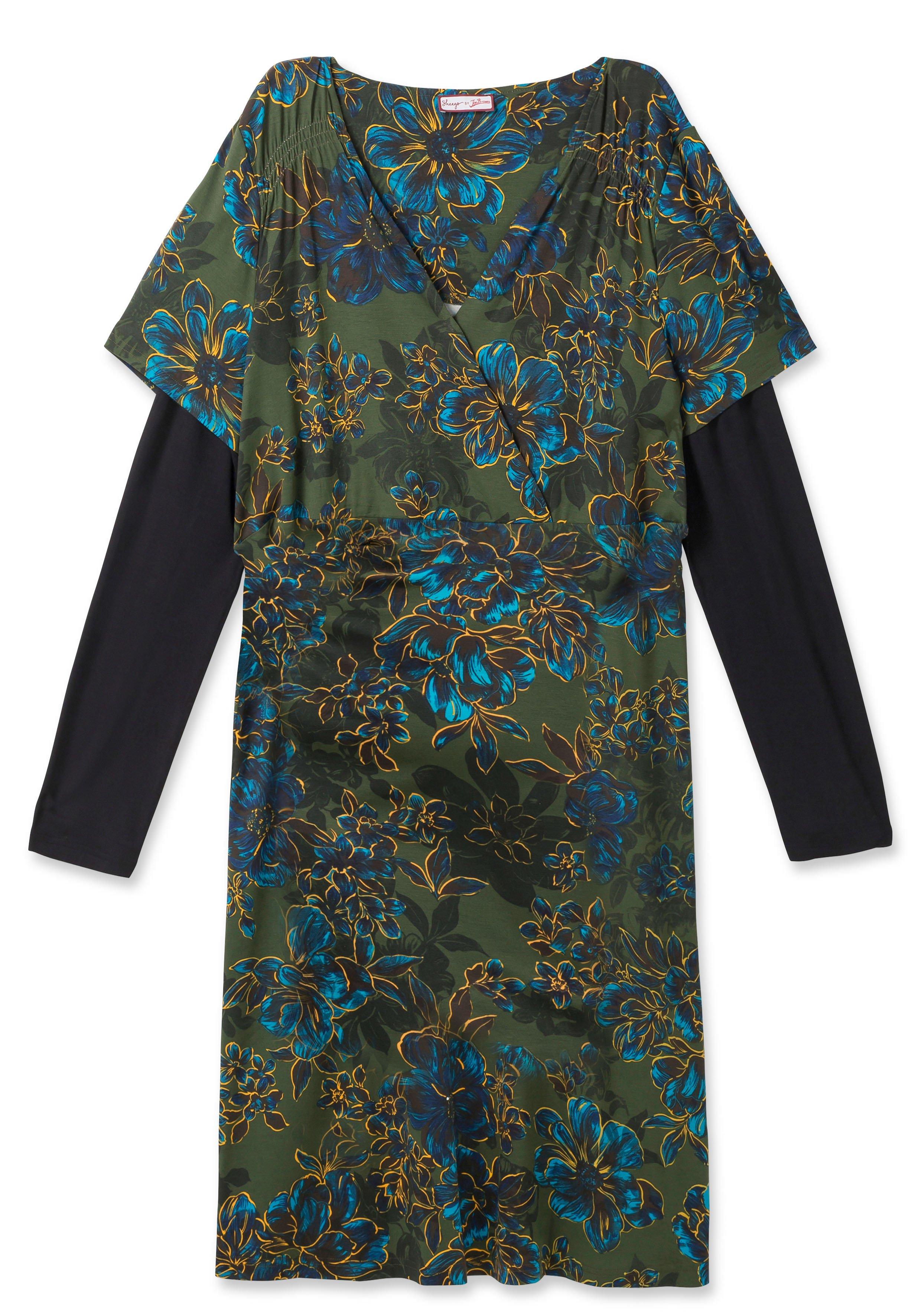 Jerseykleid im Wickelschnitt, mit Blumendruck