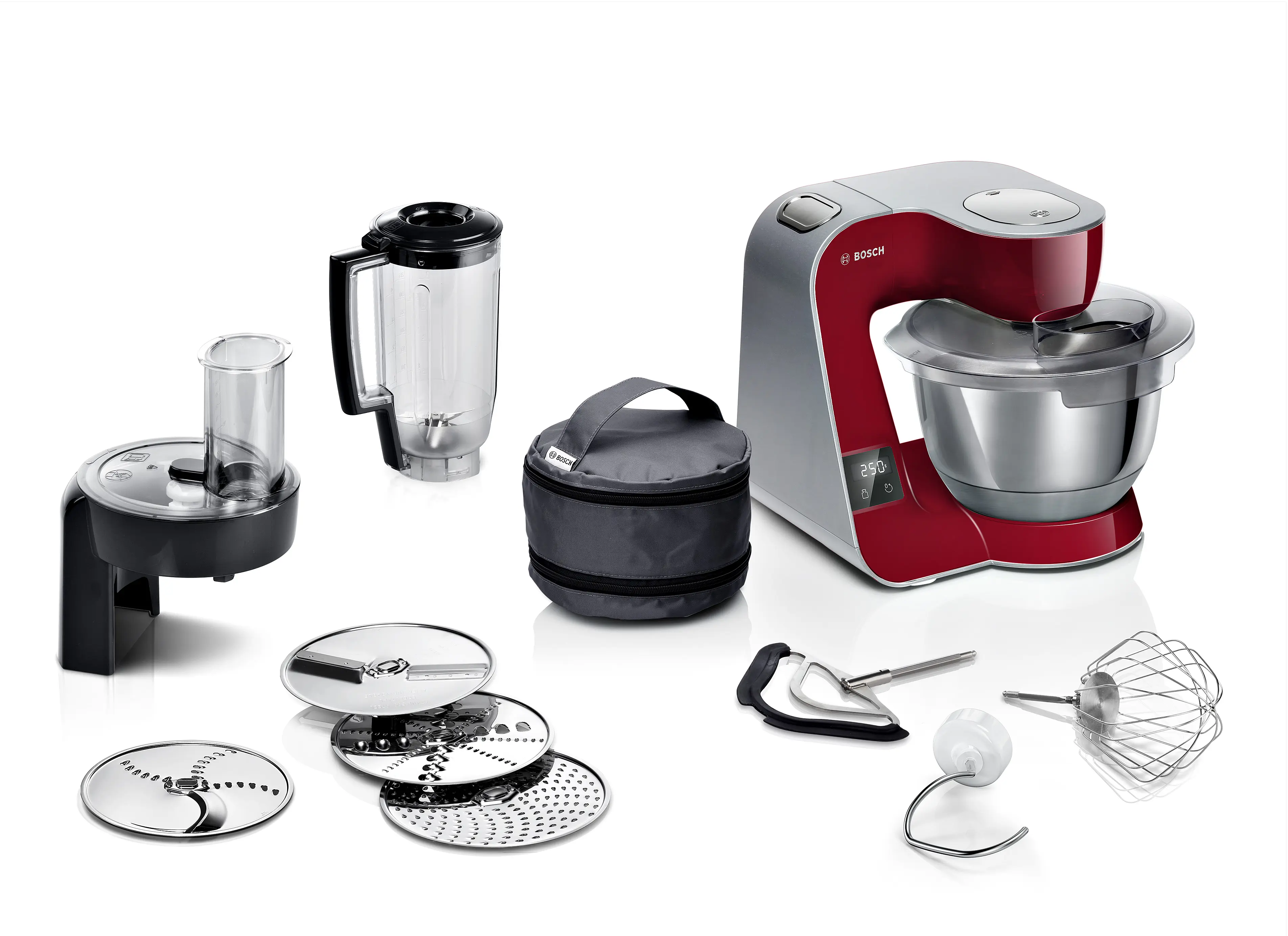 Serie 4 Keukenmachine met weegschaal en timer MUM 5 1000 W Rood, Zilver
