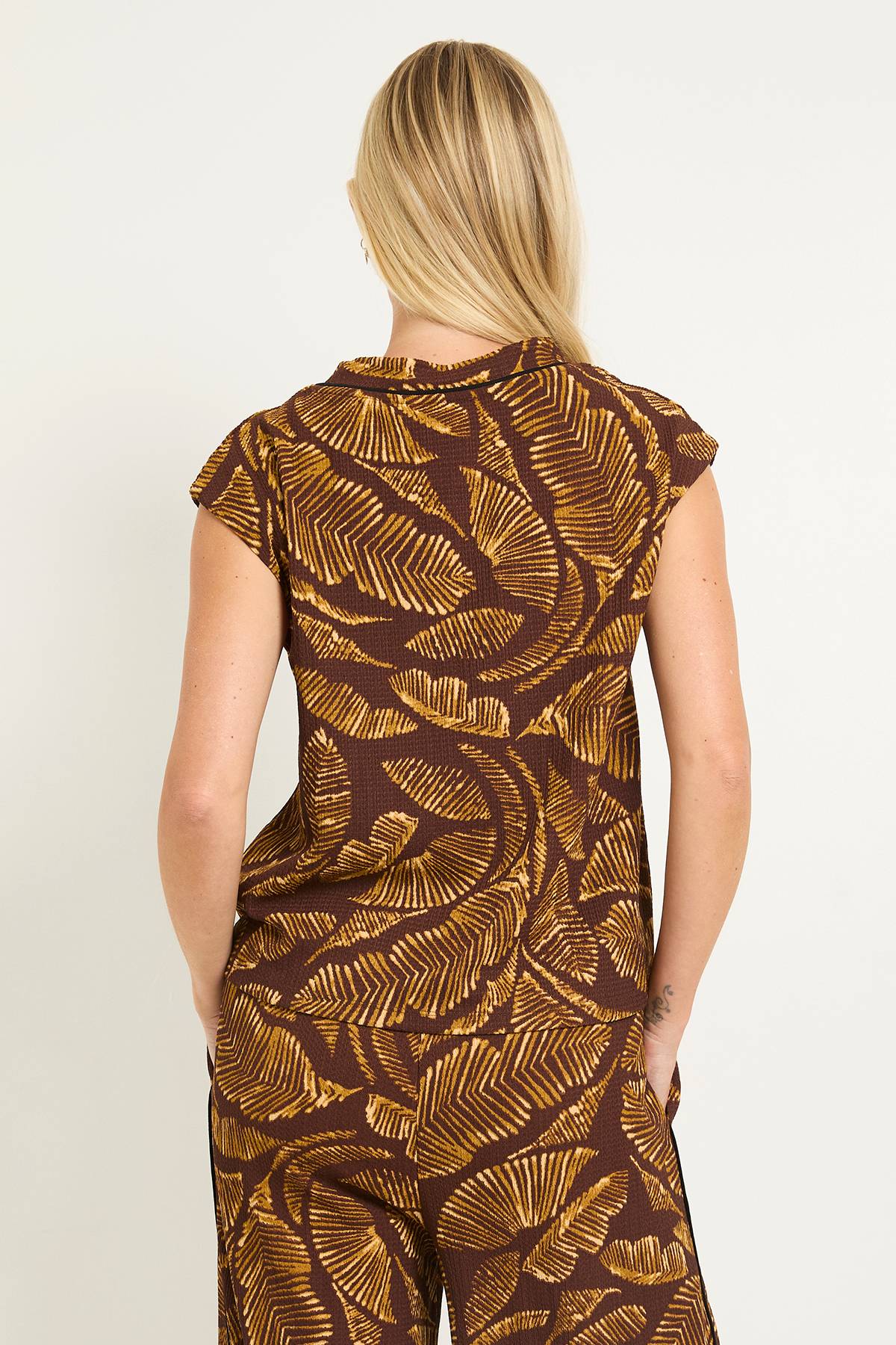 Wallis Débardeur En Jersey Avec Passepoil Contrasté Motif Palmier Petite