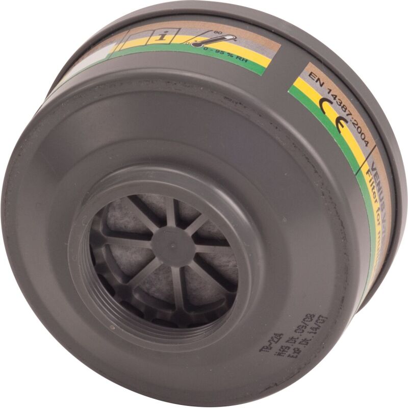 Portwest Filtre à gaz ABEK1 - Raccord à filetage spécial, gris - Lot de 4
