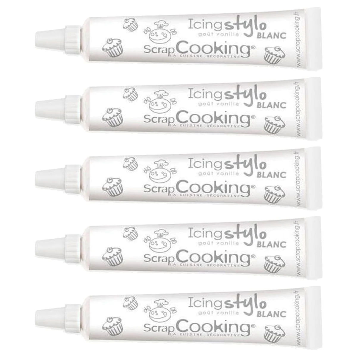 5 stylos de glaçage blanc goût vanille Scrapcooking