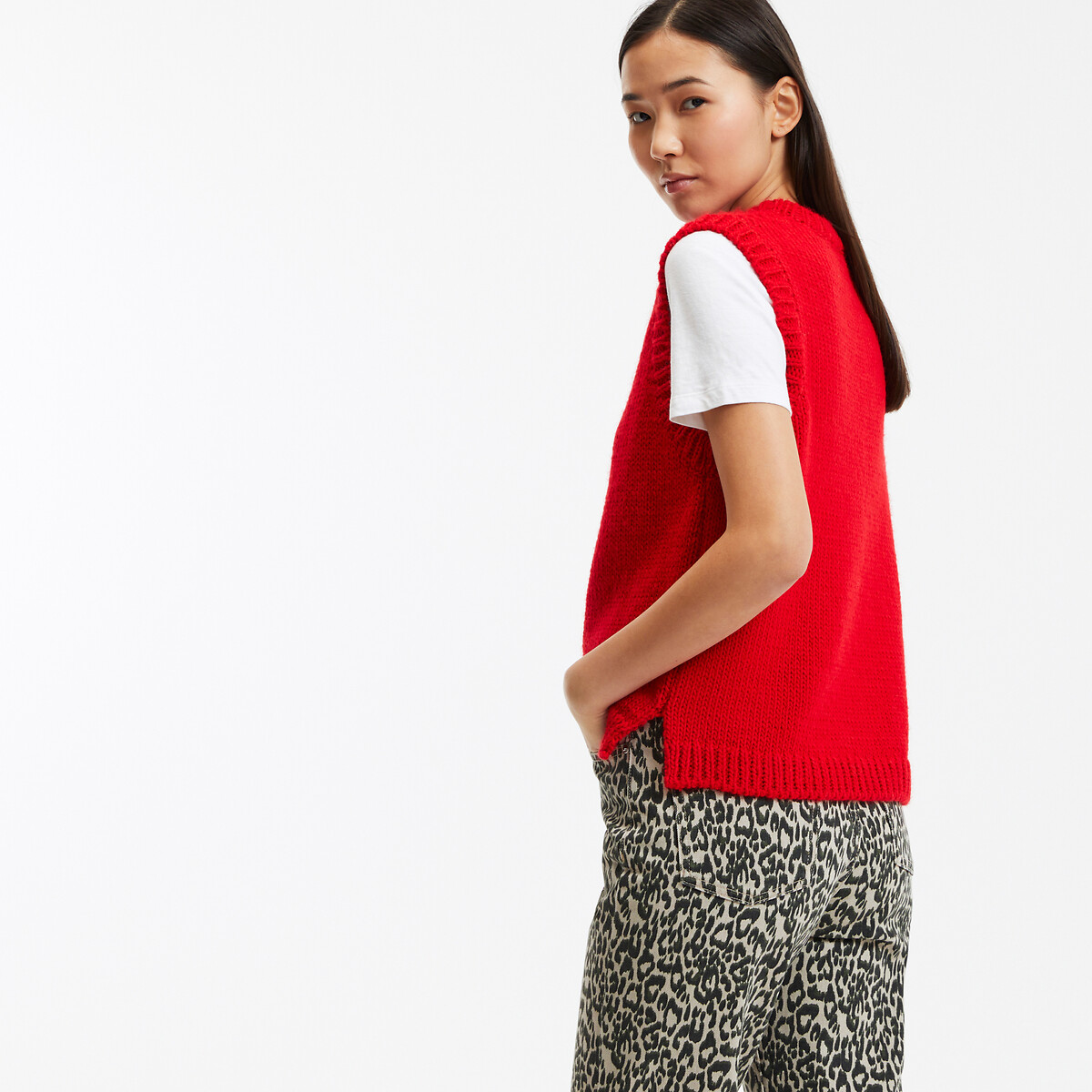 COLEÇÕES LA REDOUTE<br>Suéter sem mangas, gola redonda