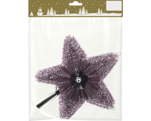 Kerstboomtopper, stervormig, kunststof, 23 cm, roze