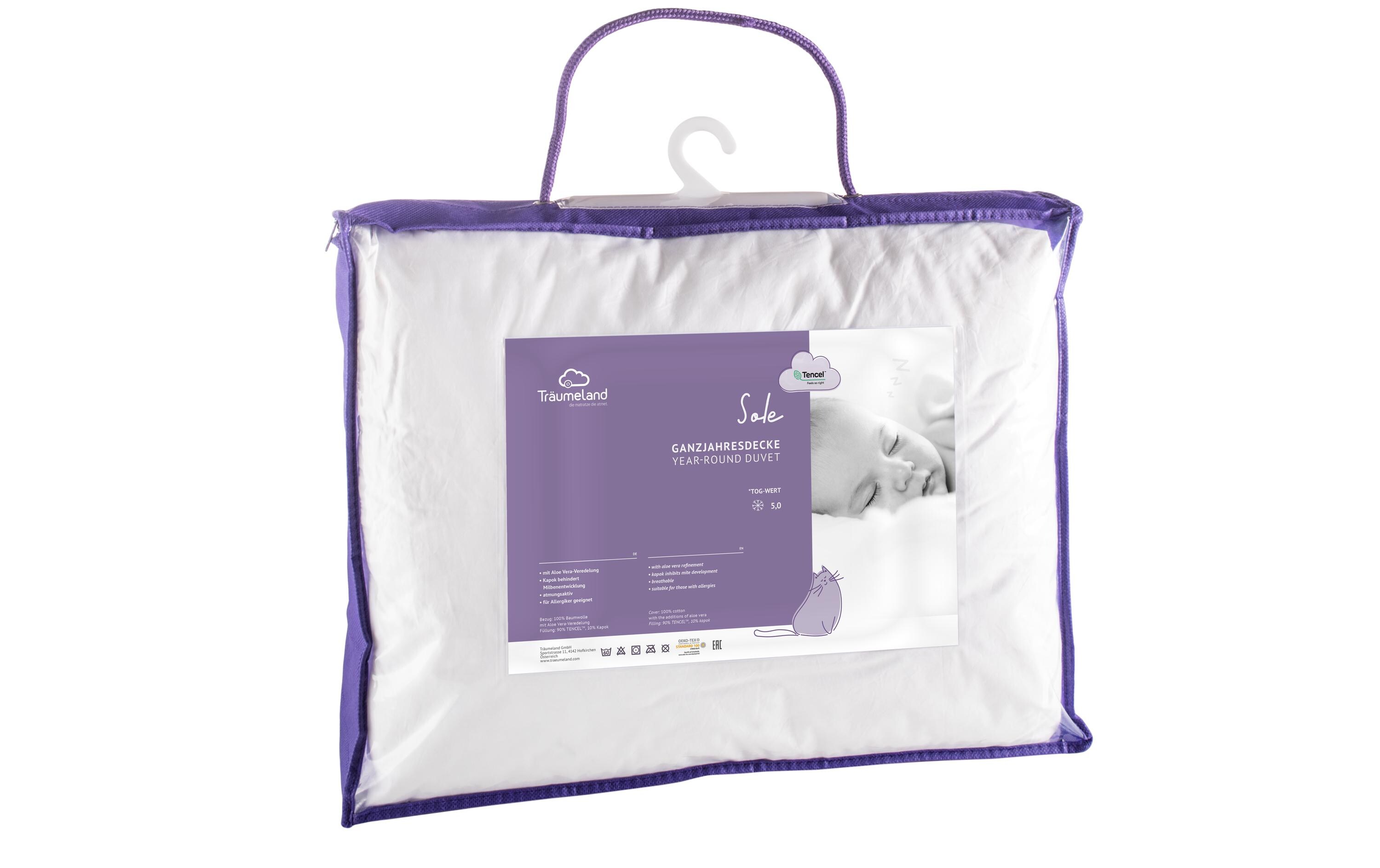 Kinder-Duvet Sole 100 x 135 cmHochwertige Ganzjahresdecke mit Aloe Vera-Veredelung