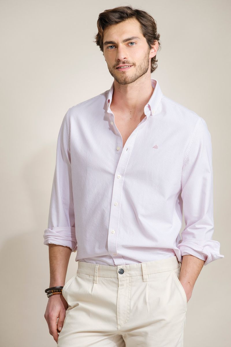 CAMISA BÁSICA OXFORD ÀS RISCAS