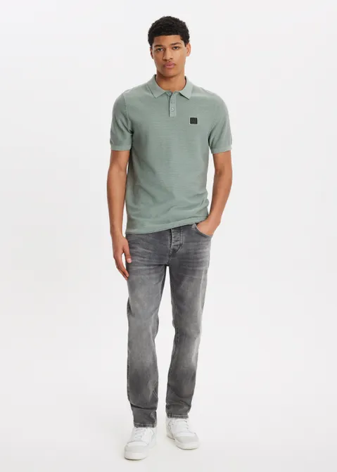 Gebreide polo viggo blauw (AQUA)