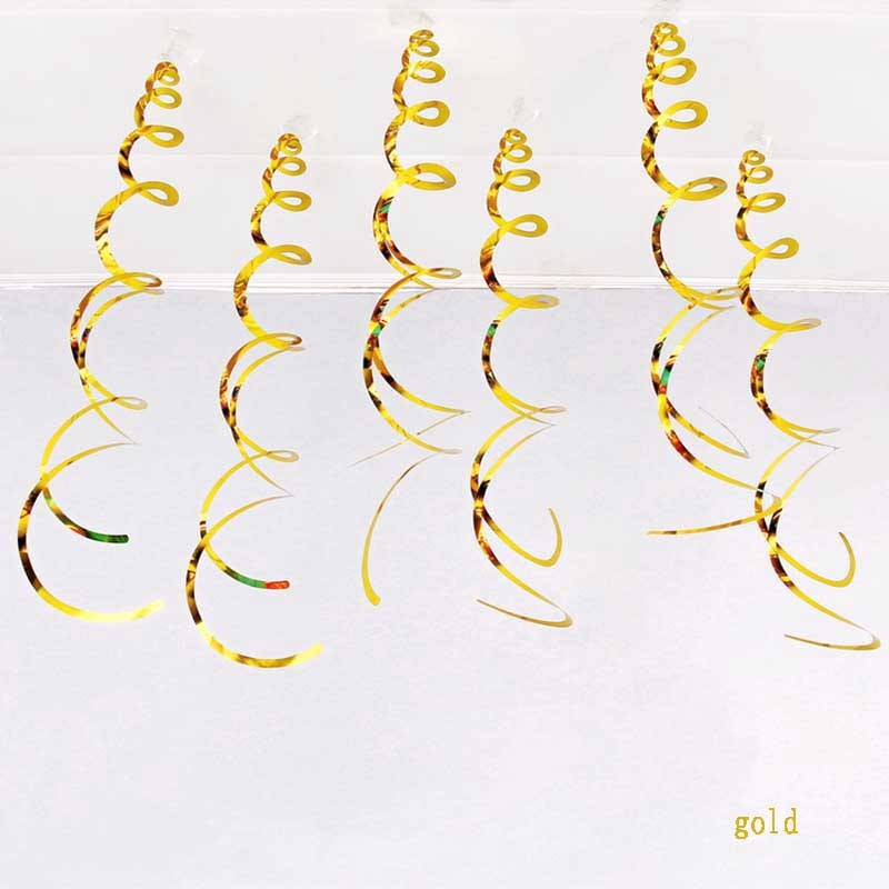 (6er Set) 70cm Party Spiral Girlande Party Deko Wirbel Accessoire - Gold