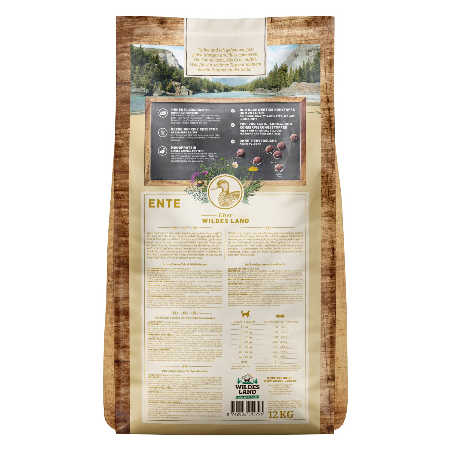WILDES LAND Trockenfutter Classic Adult  - 1 kg - Ente