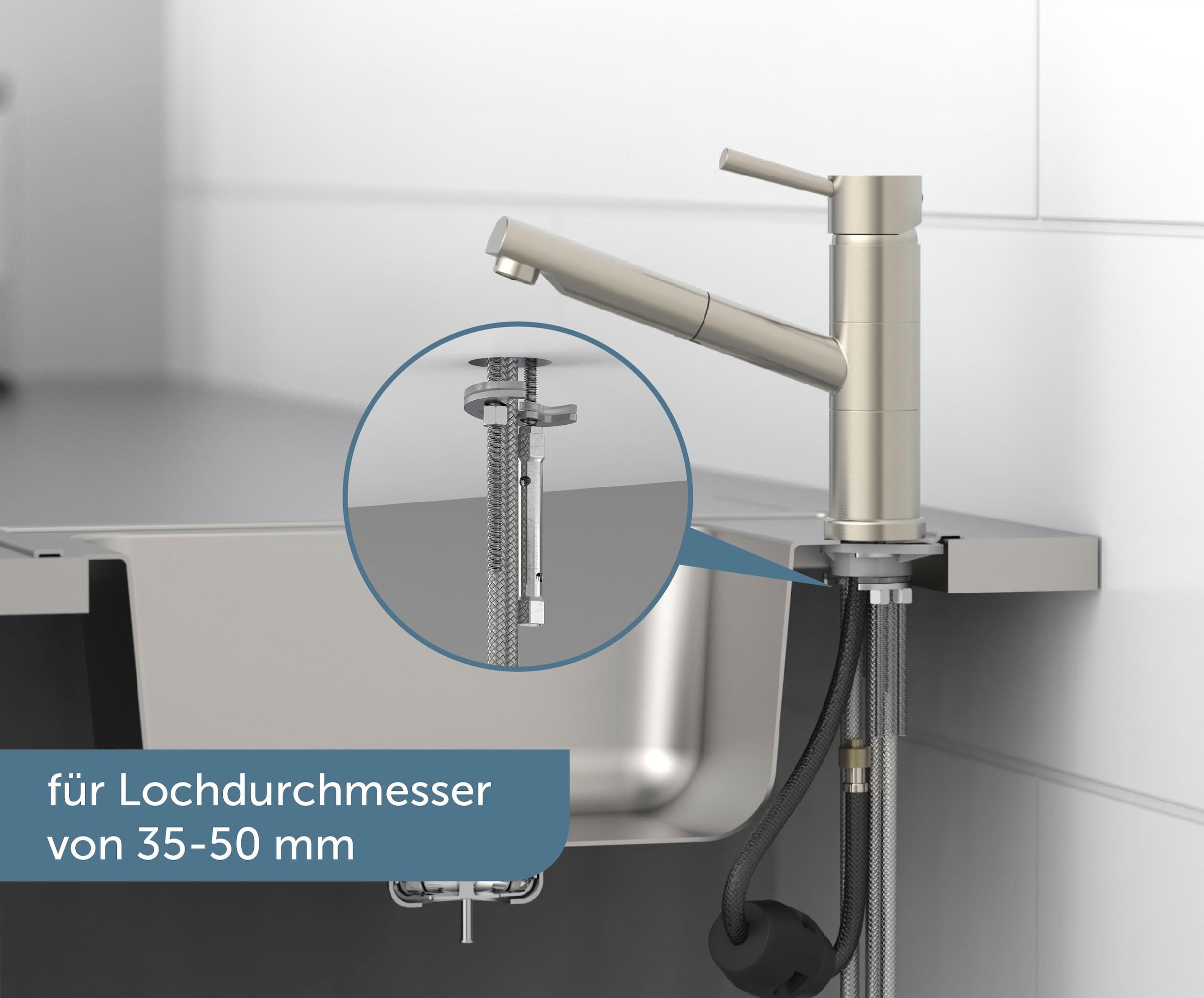 Schütte Spültischarmatur »UNICORN« Mischbatterie,  Hochdruck Küchenarmatur mit Geschirrbrause, Wasserhahn ausziehbar