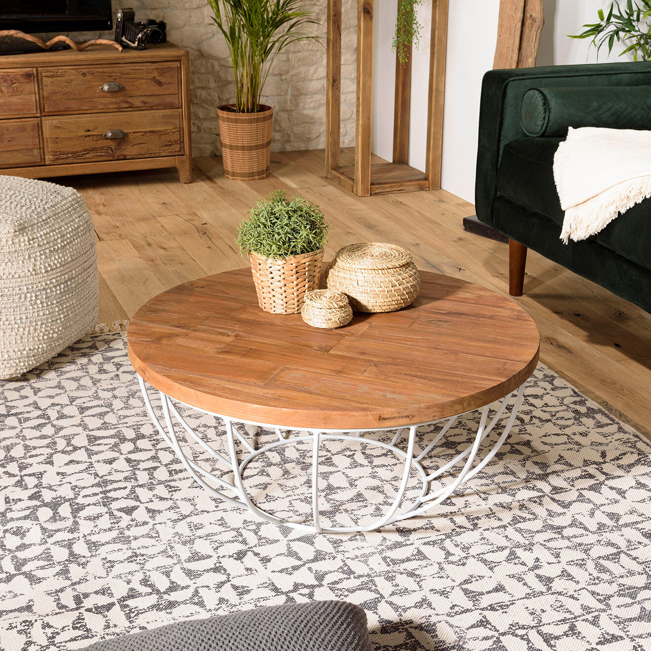 Macabane Table basse Sixtine bois naturel  - D.80xH.35 cm