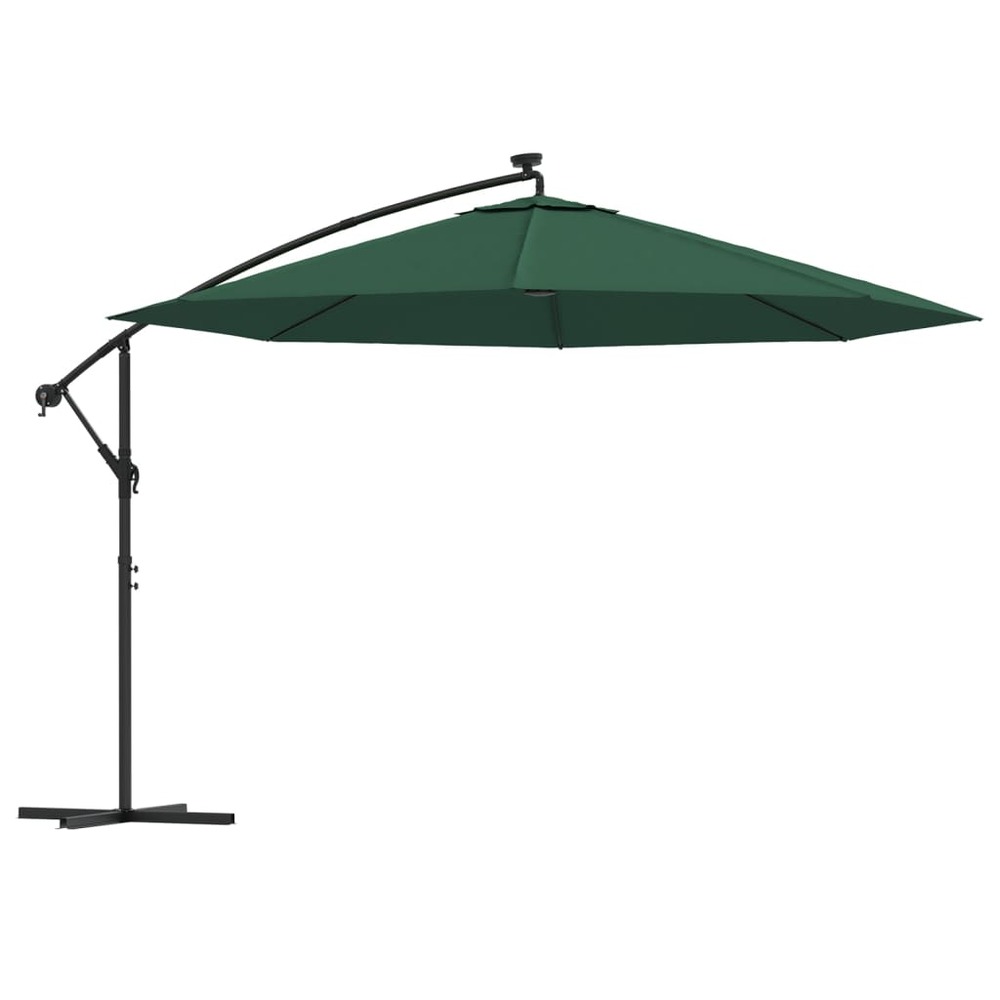 Parasol meuble de jardin en porte-à-feux et poteau métallique 350 cm vert