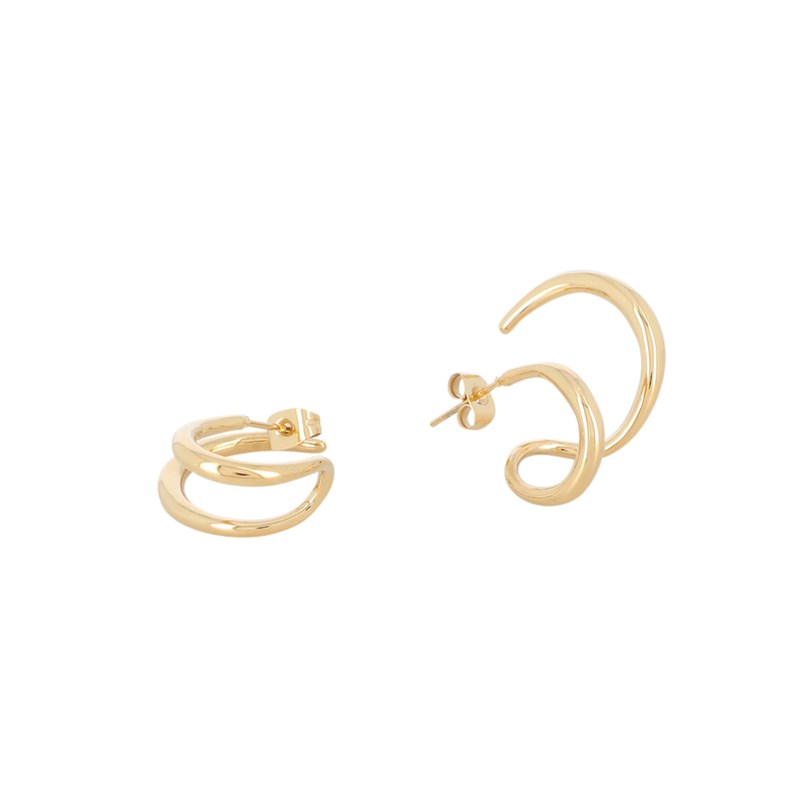 Boucles d'oreilles en acier doré effet manchette de lobe lisse