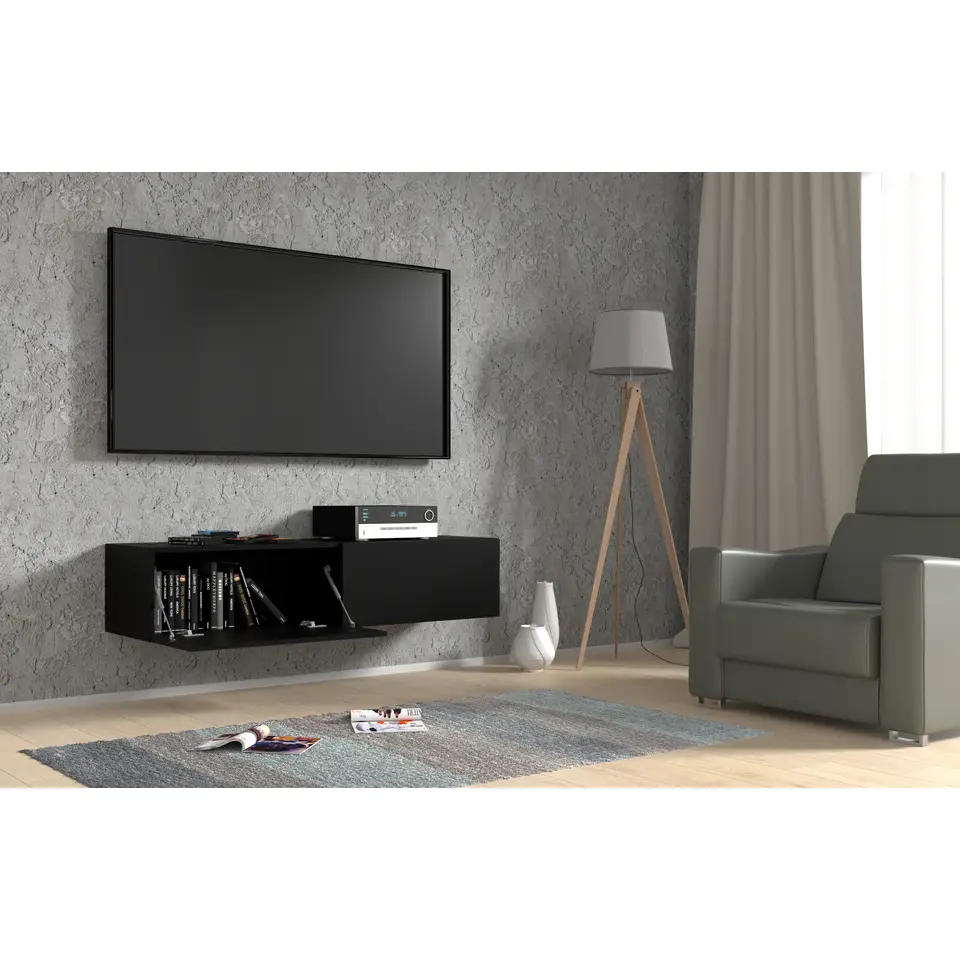 TV-meubel Bingo - zwart mat - 140x40x30cm