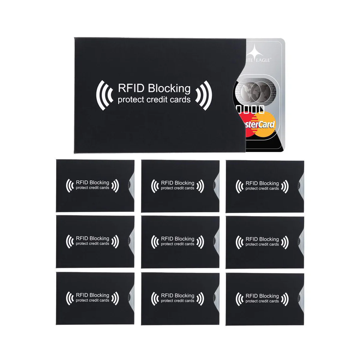 10x RFID-blokkerende beskyttende kredittkort (svart)