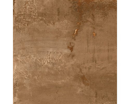 Terrastegel van porselein, metallic Cortenbruin, gerectificeerde rand, 60 x 60 x 2 cm