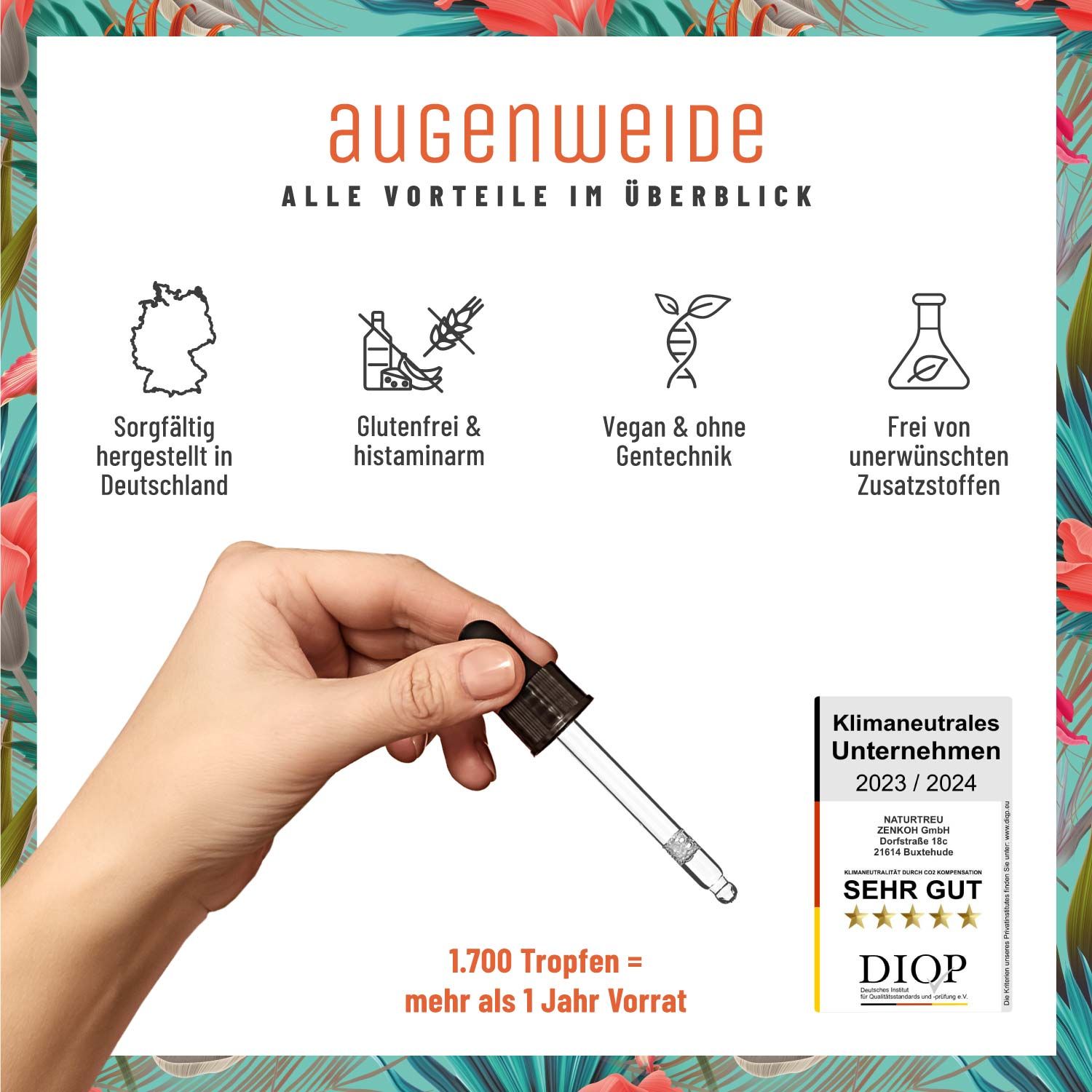 Vitamin A Tropfen hochdosiert & vegan - Augenweide - NATURTREU®