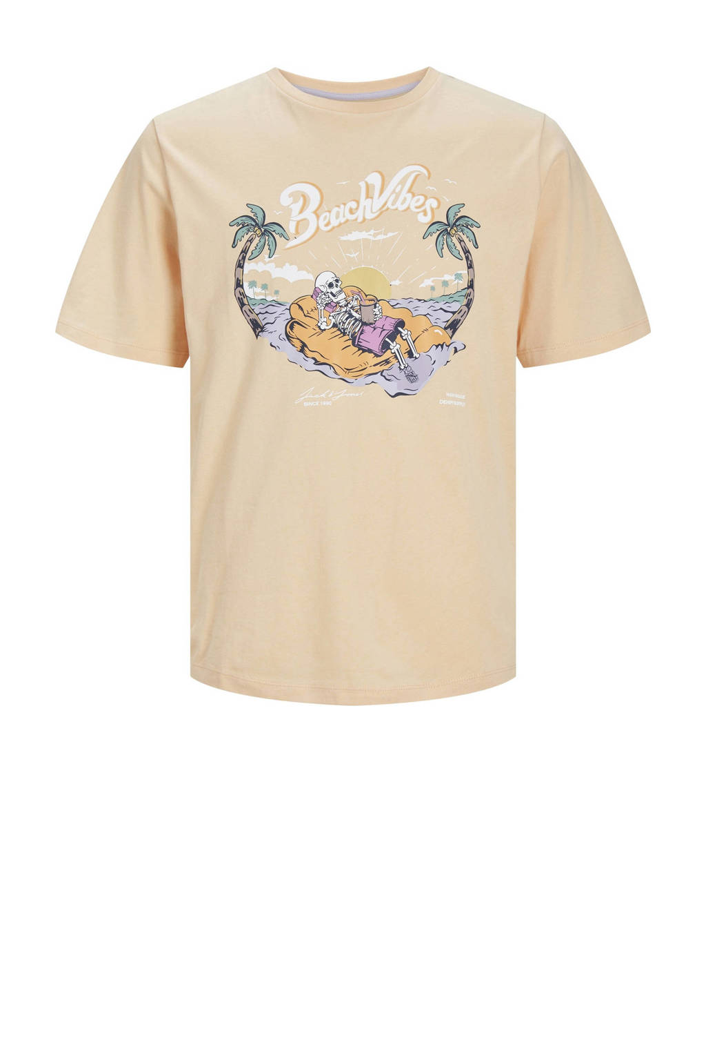 JACK & JONES T-shirt JJZION met printopdruk zachtoranje