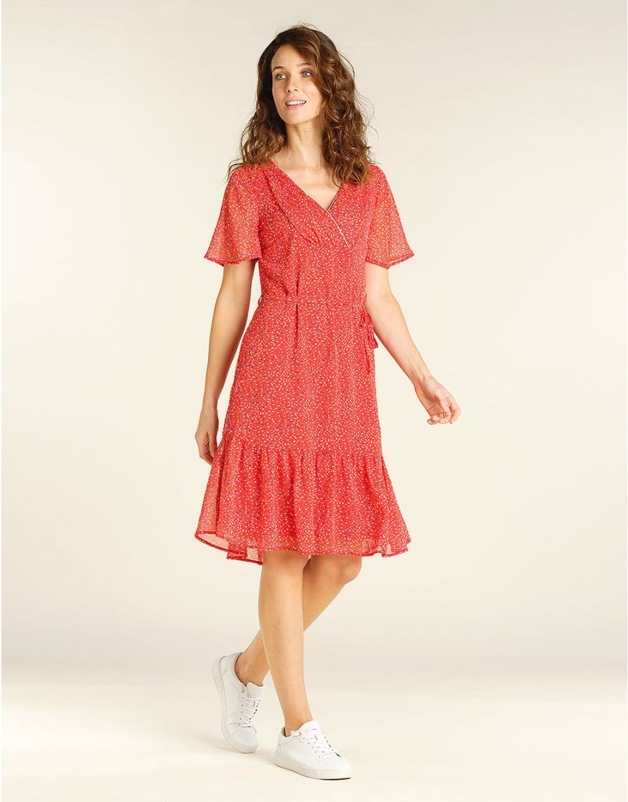 Robe chic en voile rouge
