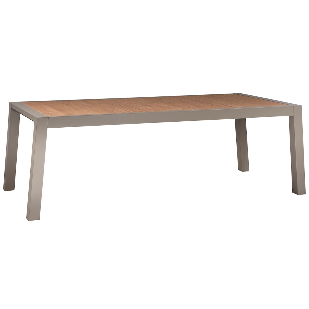 Gartentisch SULPHUR 220 x 100 cm grau /Teak braun