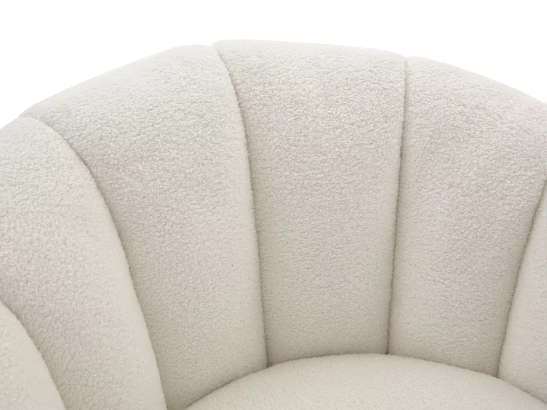 Fauteuil coquillage pivotant en tissu bouclette blanc COSSATO
