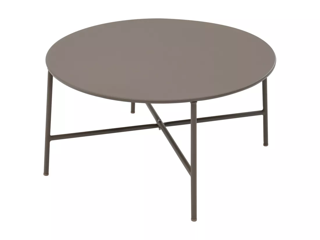 Salon de jardin modulable en acier : un canapé d'angle 5 places et tables basses gigognes - Taupe - ULAME de MYLIA