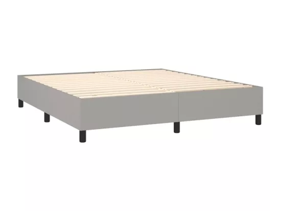 Sommier tapissier matelas et LED Gris clair 160x200 cm Tissu