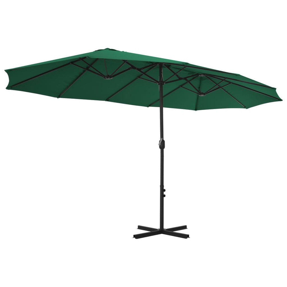 Parasol d'extérieur et mât en aluminium 460 x 270 cm vert
