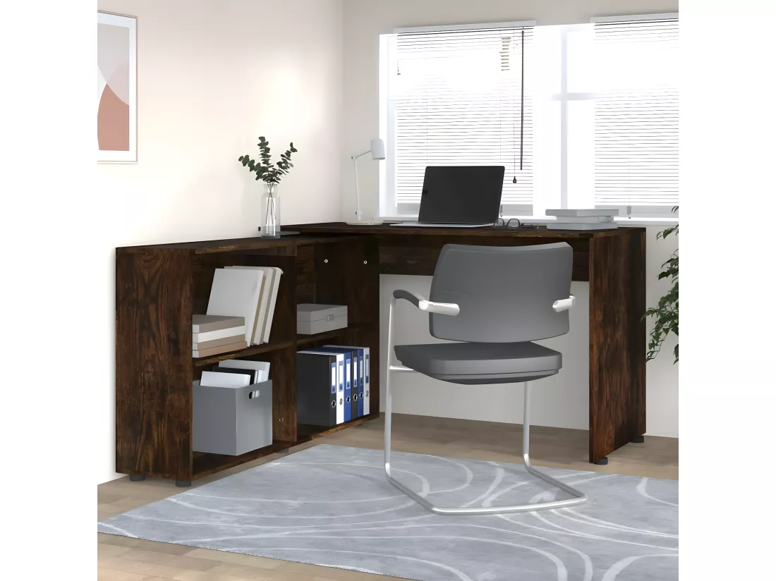 Bureau d'angle Chêne fumé Bois d'ingénierie