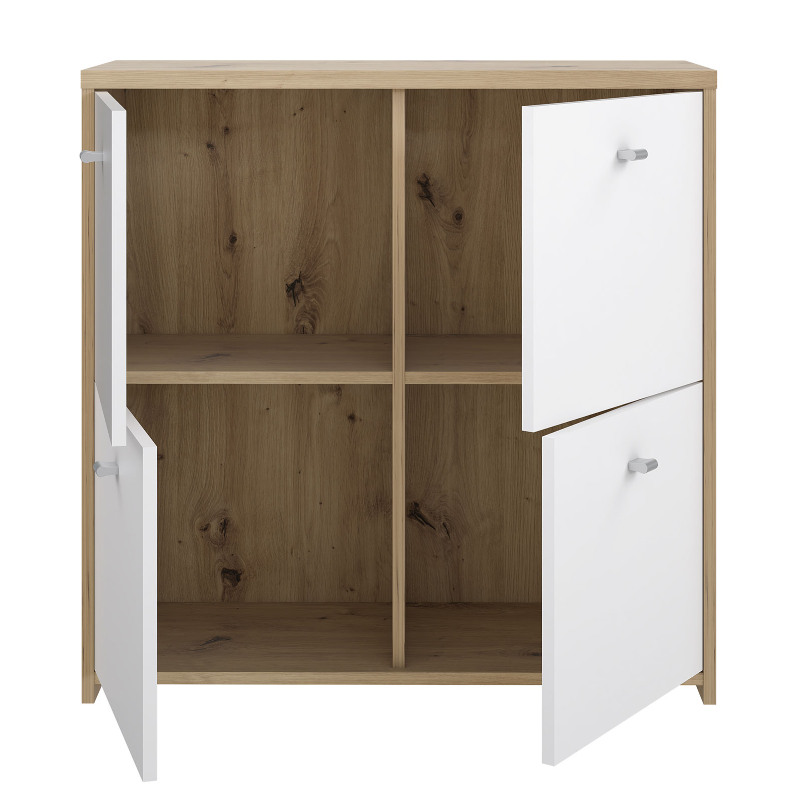 Kommode - Artisan Eiche-weiß - 77 cm breit - vier Türen