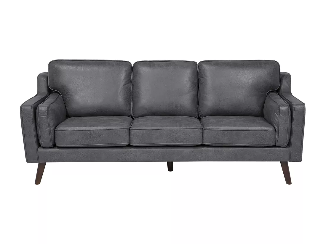 Canapé 3 places en cuir PU gris LOKKA
