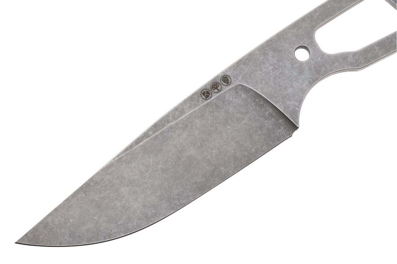 Daily Customs AK4 P10017387, Stonewashed CPM 3V Drop Point, vaststaand mes