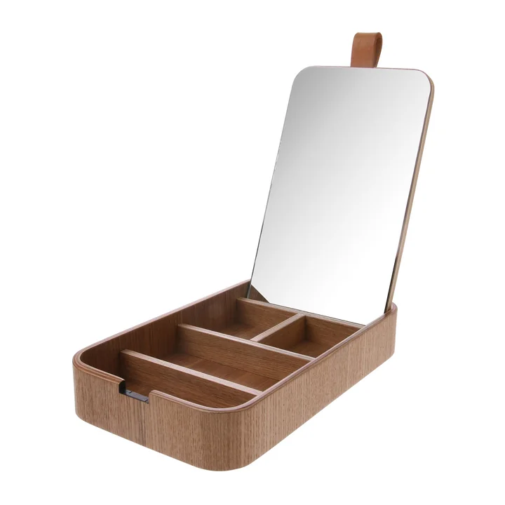 HKliving - Willow Kosmetikbox mit Spiegel, Esche