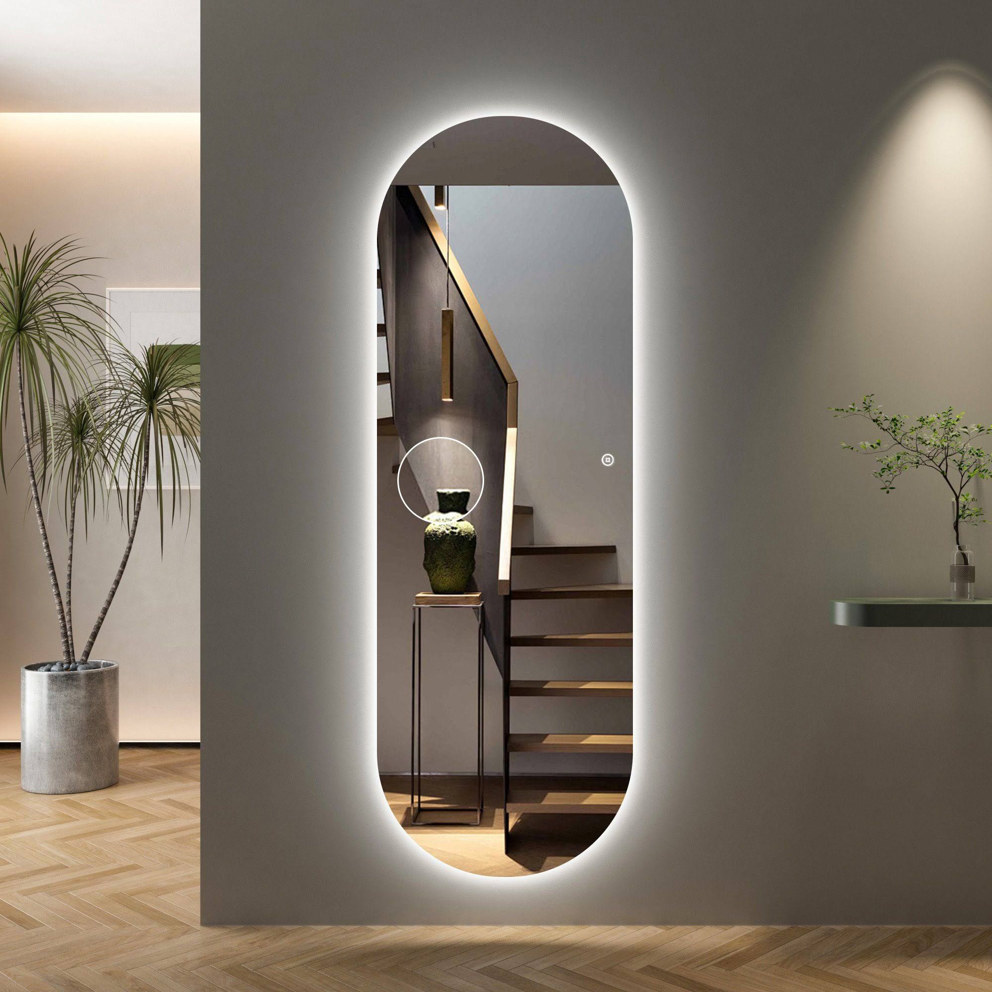 WDWRITTI Ganzkörperspiegel mit beleuchtung & 10xLupe 165x60 3Lichtfarben Dimmbar Speicherfunktion