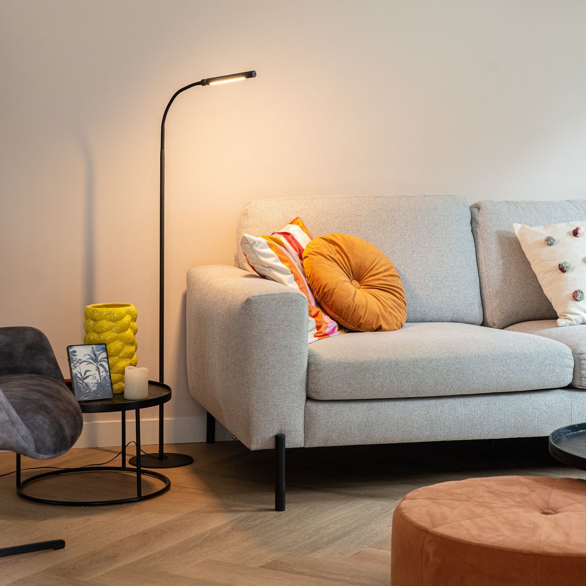 Design vloerlamp zwart incl. LED met touch dimmer - Palka