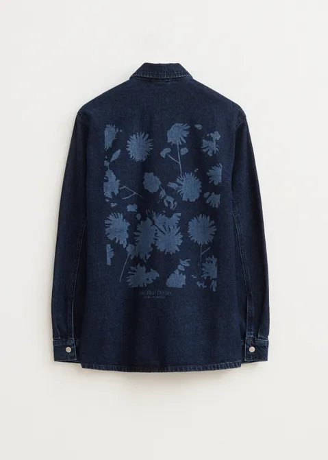 Denim overshirt met bloemen blauw (BLW.USD)