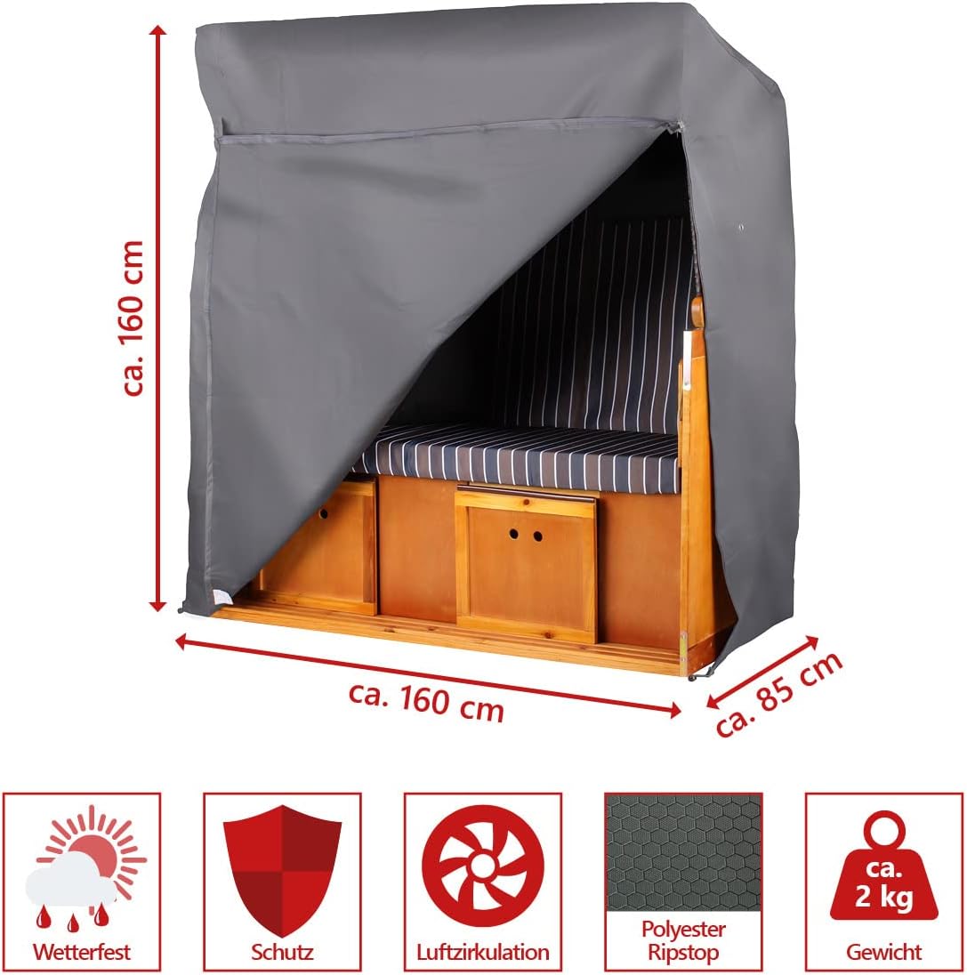 bene living Strandkorb Schutzhülle Prestige Protect Größe XXL 160cm - dunkelgrau