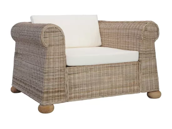 Fauteuil avec coussins Rotin naturel