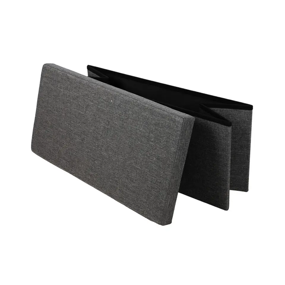Urban Living poef/hocker/opbergbox - grijs - mdf - 76 x 38 x 38 cm