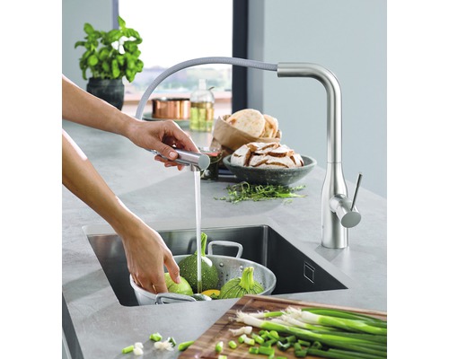 GROHE keukenkraan met handdouche ESSENCE supersteel mat 30270DC0