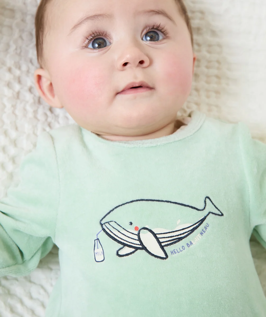 DORS BIEN EN FIBRES RECYCLÉES EN VELOURS VERT BALEINE