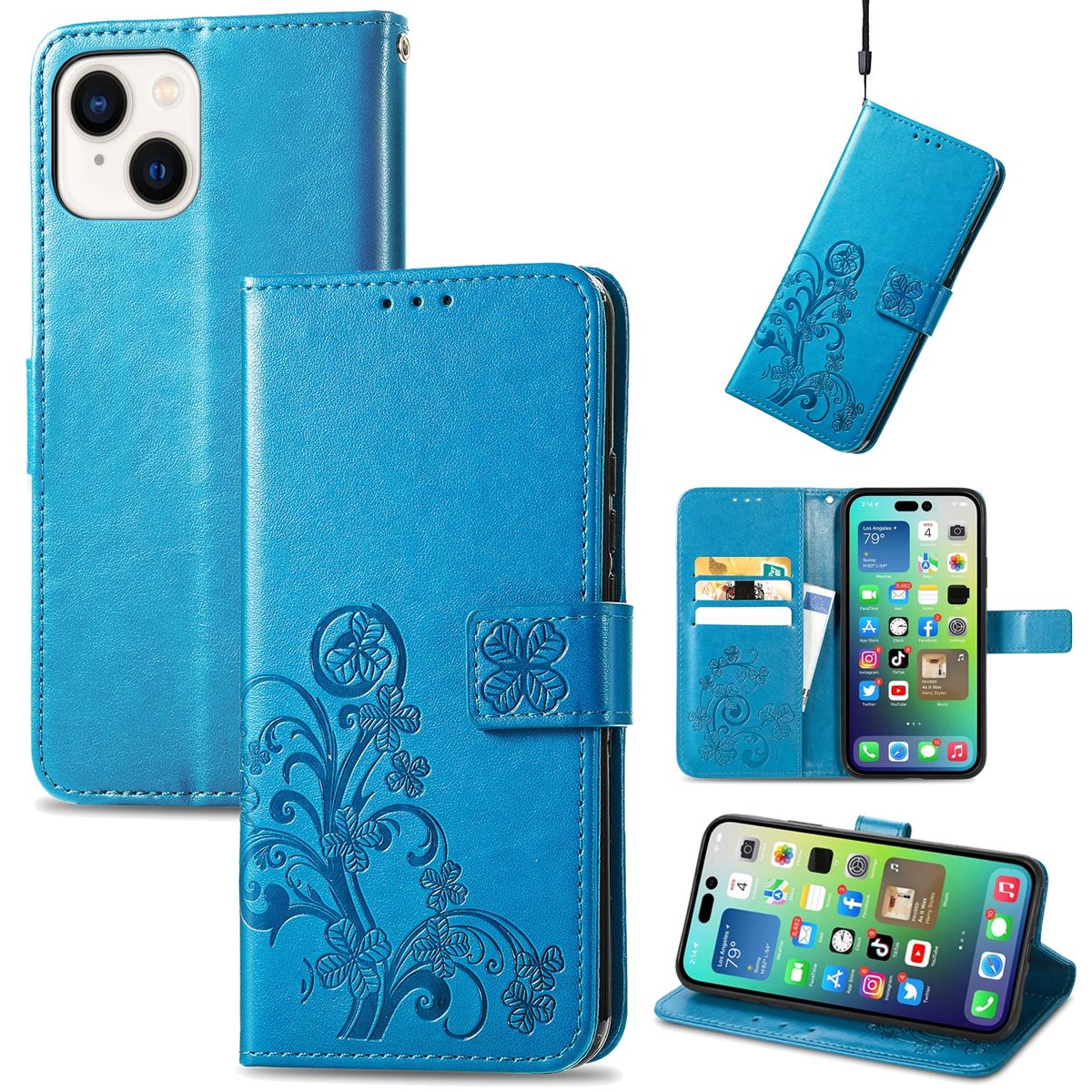 Hülle Handy Schutz für Apple iPhone 15 Plus Case Cover Klapp Tasche Wallet Etuis