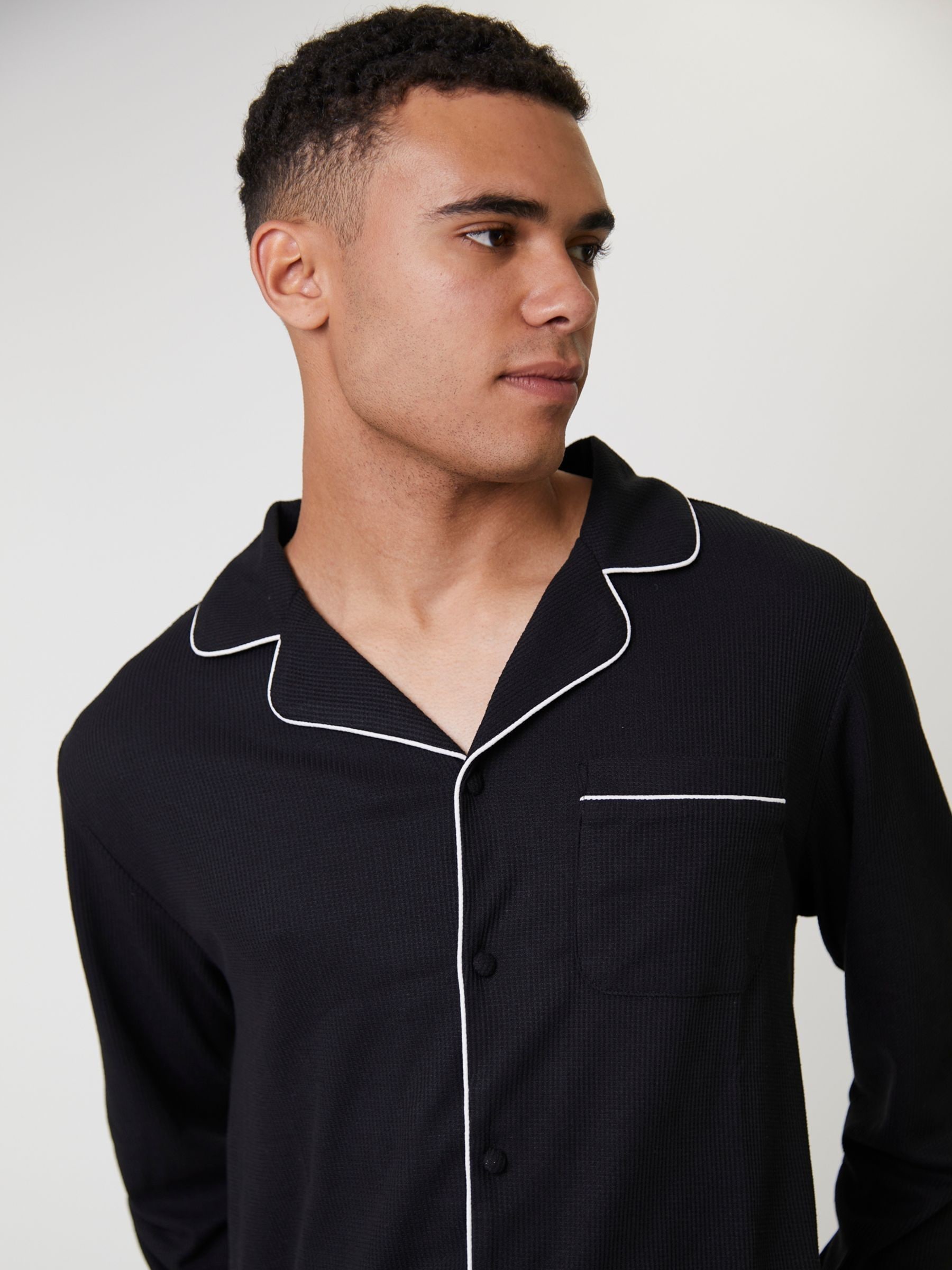 Zwart - Loungeable Waffle Traditional Pyjamas