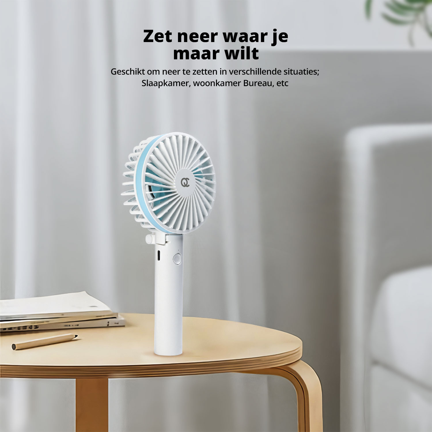 FlinQ oplaadbare handventilator - White/Blue