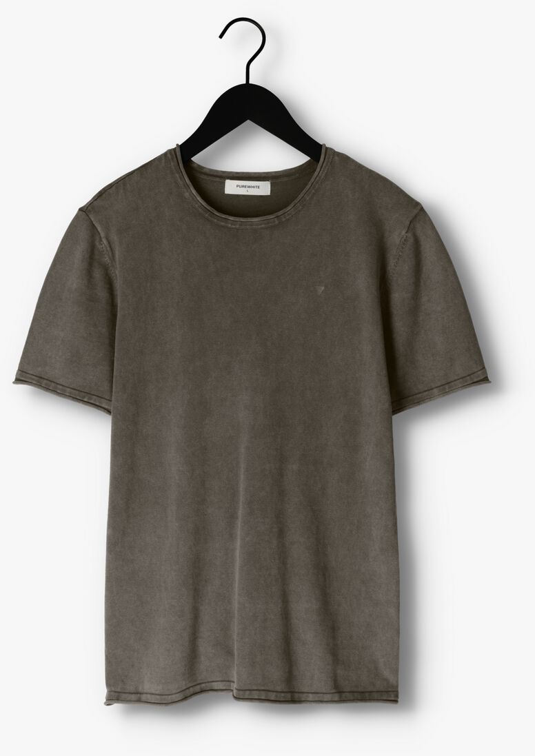 PUREWHITE olijf purewhite t-shirt flat knitted shirt shortsleeve with small logo on chest