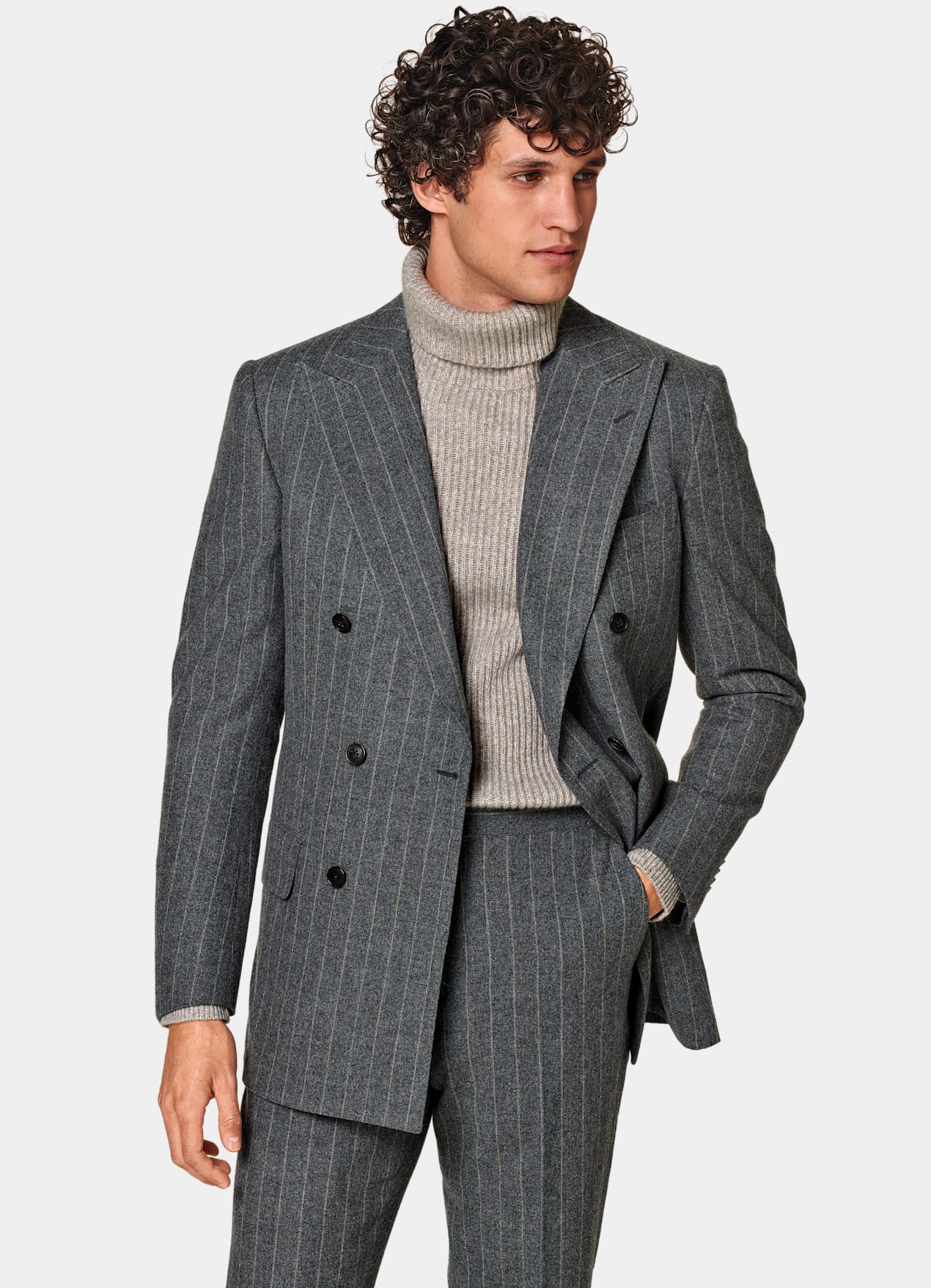 Costume Milano coupe Tailored gris foncé à rayures