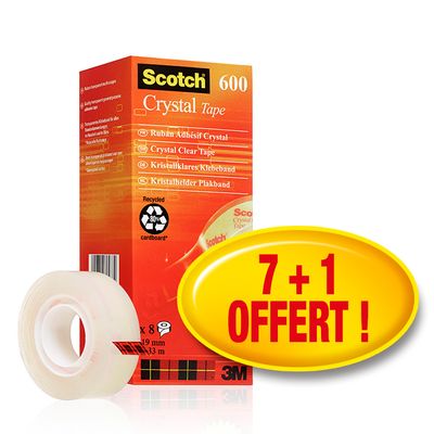 Scotch Crystal - Pack de 8 Rubans adhésifs - 19 mm x 33 m