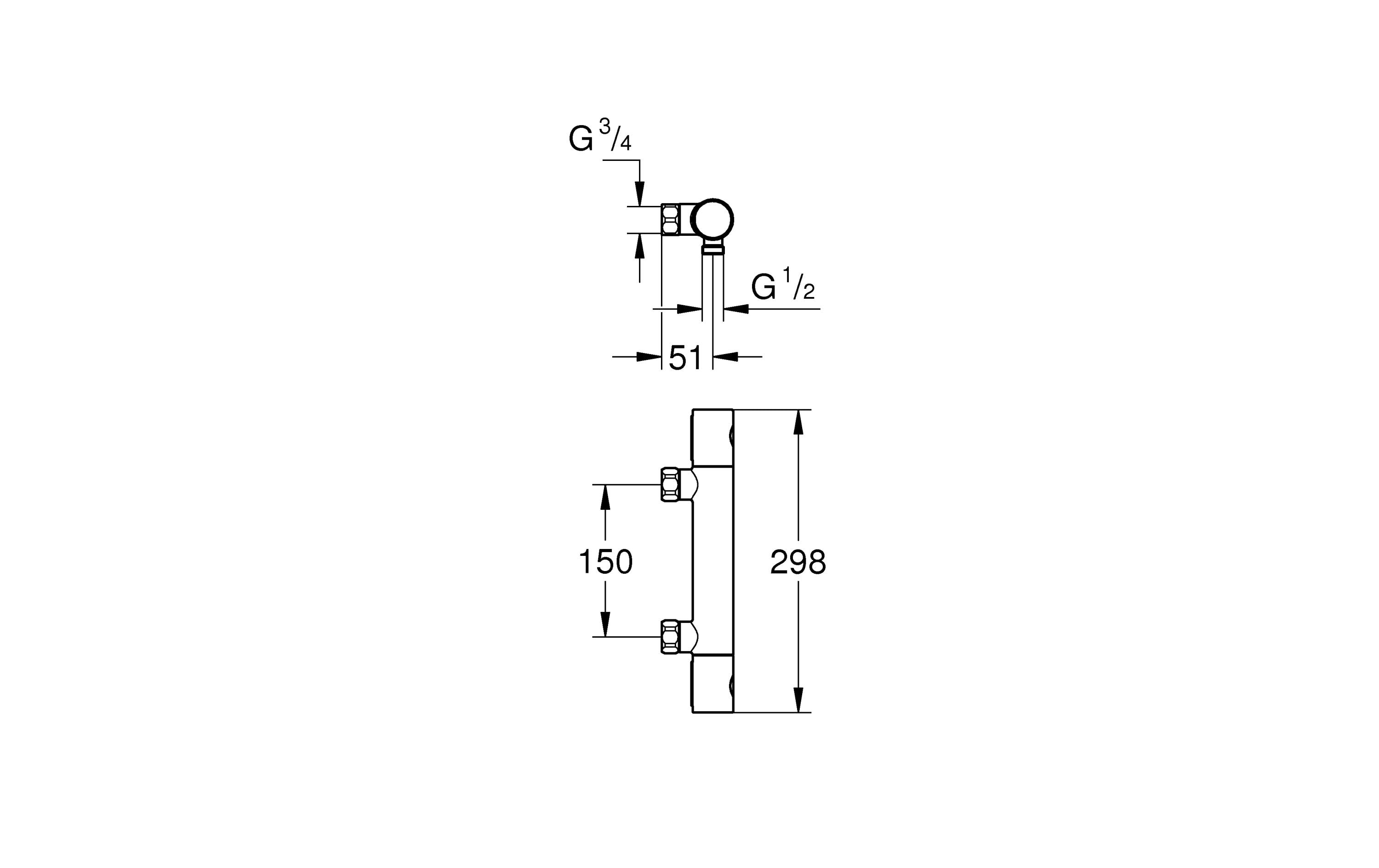 Duscharmatur Grotherm 800 Cosmopolitan<br>Thermostat-Wannenbatterie, DN 15