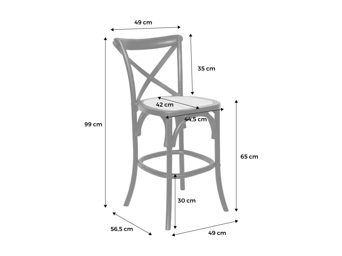 Lot de 2 tabourets de bar bistrot vintage en bois blanc avec repose-pieds