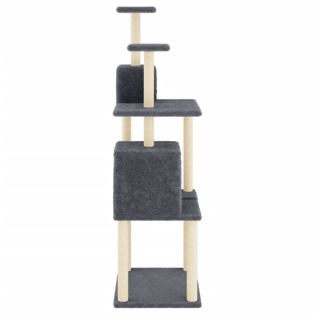 Arranhador para gatos vidaXL com hastes de sisal cinza escuro, 167 cm